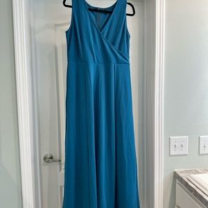 Teal formal gown with side slits